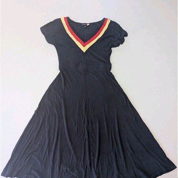 Modcloth Midi Dress Small Lively Dialogue Short Sleeve V-Neck Stretch Jersey - Picture 2 of 12